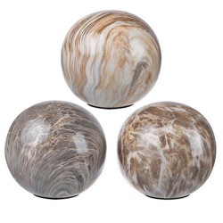 Artekko Marbleized Διακοσμητικές Σφαίρες Κεραμικές Μπεζ Σετ/3 (10x10x9.5)cm