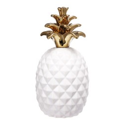 Artekko Pineapple Διακοσμητικός Ανανάς Κεραμικό Λευκό/Χρυσό (9x9x17)cm