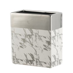 Artekko Marble Βάζο Διακοσμητικό Κεραμικό Ασημί/Μάρμαρο (17.5x9x19)cm