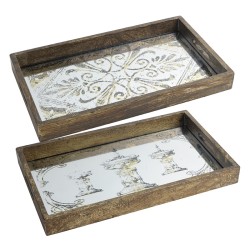 Artekko Tray Δίσκοι Διακοσμητικοί MDF/Γυαλί Χρυσό (43.2x26.7x5.1)cm Σετ/2