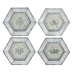 Artekko Crown Διακοσμητικά Κάδρα MDF/Καθρέφτη Μπεζ (52.6x3.5x45.7)cm  Σετ/4