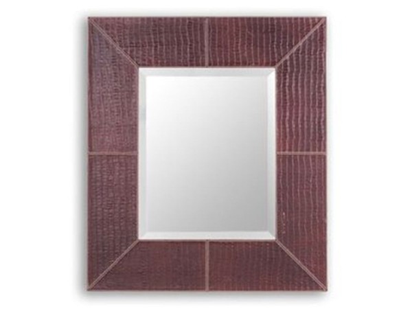 Artekko Bruer Καθρέπτης Τοίχου σε Πλαίσιο από Μπορντώ Δέρμα Τύπου Κροκοδειλέ (70x4x80)cm