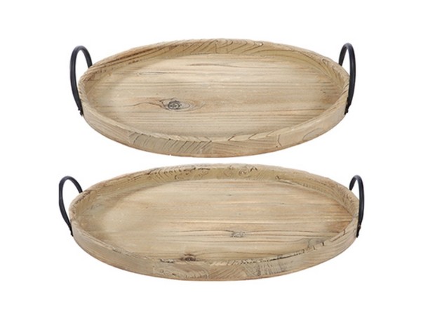 Artekko Tray Δίσκοι Διακοσμητικοί με Ξύλο Ελάτης και Μέταλλο σε Φυσική Απόχρωση (53.5x34x9)cm Σετ/2 Artekko Tray Δίσκοι Διακοσμητικοί με Ξύλο Ελάτης και Μέταλλο σε Φυσική Απόχρωση (53.5x34x9)cm Σετ/2