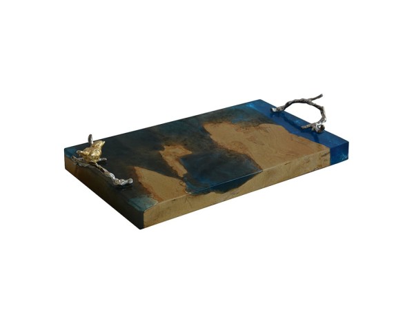 Artekko Troi Δίσκος Διακοσμητικός Μπλέ (60x30x10)cm