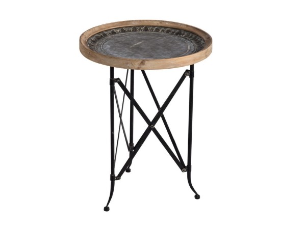 Artekko Veocs Τραπέζι Βοηθητικό με Ξύλο/Μέταλλο Μαύρο (48x48x62)cm