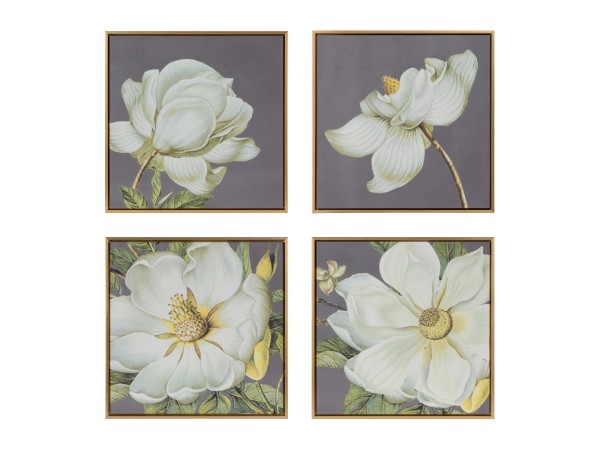 Artekko Flower Διακοσμητικά Κάδρα με Χρυσή Κορνίζα (50x50x3.6)cm 4pcs