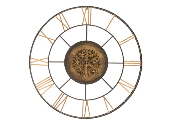 Artekko Clock Μαύρο Μεταλλικό Ρολόι Τοίχου με Χρυσά Γρανάζια (142x142x9)cm