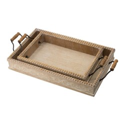 Artekko Tray Δίσκος Διακοσμητικός Ξύλινος Καφέ Σετ/2 (49x25.5x8.5)cm