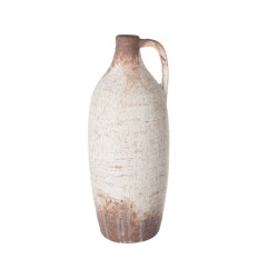 Artekko Antique Λευκό Κεραμικό Βάζο με Καφέ Λεπτομέρειες (12.5x12.5x30.5)cm