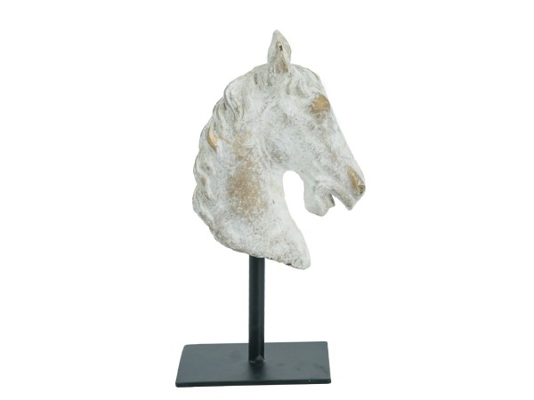 Artekko Horse Μπεζ Τσιμεντένιο Διακοσμητικό Άλογο σε Μεταλλική Μαύρη Βάση (12x8x21.5)cm