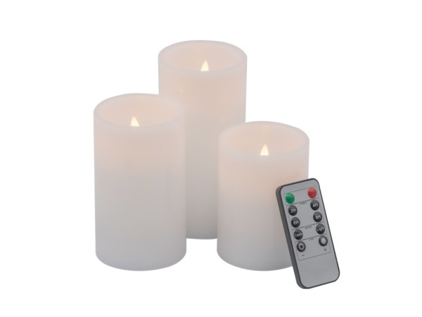 Artekko Flame Κερί Led με Τηλεχειριστήριο Κερί Λευκό (7.6x7.6x15.2)cm Σετ/3 Artekko Flame Κερί Led με Τηλεχειριστήριο Κερί Λευκό (7.6x7.6x15.2)cm Σετ/3
