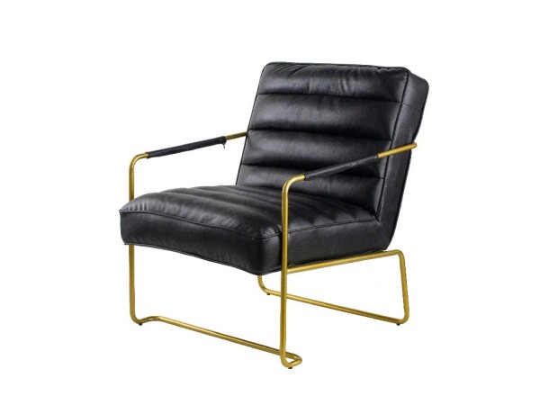 Artekko Armchair Πολυθρόνα με Τεχνόδερμα Μαύρο/Χρυσό (76x76x63)cm