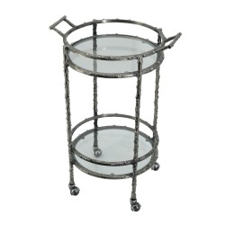 Artekko Cart Twig Ασημί Μεταλλικό Βοηθητικό Τρόλεϊ Μπαρ με 2 Επίπεδα (41x51x76)cm