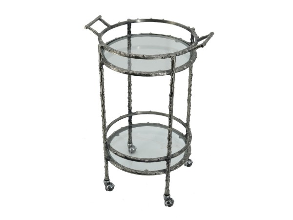 Artekko Cart Twig Ασημί Μεταλλικό Βοηθητικό Τρόλεϊ Μπαρ με 2 Επίπεδα (41x51x76)cm