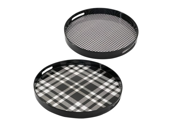 Artekko Tray Δίσκος Σερβιρίσματος Πλαστικό Άσπρο/Μαύρο Σετ/2