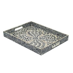 Artekko Ivory Διακοσμητικός Δίσκος Πολυουρεθάνης Ασπρόμαυρος (45x35x5)cm