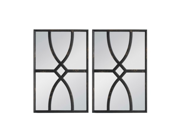 Artekko Mirror Καθρέφτης Τοίχου Ξύλο Γυαλί Μαύρο (40x3x60)cm Σετ/2