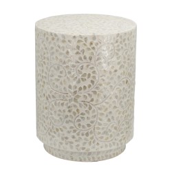 Artekko Ivory Τραπέζι Βοηθητικό Σκαμπό MDF Capiz Μπεζ (35x35x45)cm