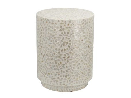 Artekko Ivory Τραπέζι Βοηθητικό Σκαμπό MDF Capiz Μπεζ (35x35x45)cm