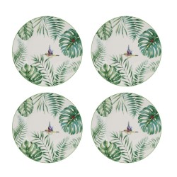 Artekko Tropical Πιάτα Φαγητού με Φύλλα Πήλινα Πράσινο (26.9x26.9x2)cm Σετ/4