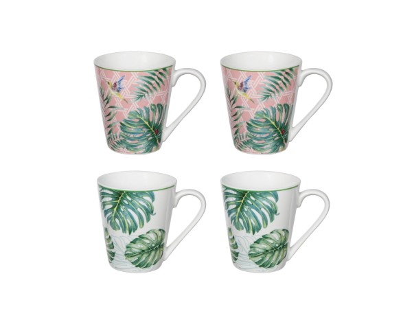 Artekko Tropical Κούπες με Φύλλα Πήλινες Πράσινο (12x8x10)cm  Σετ/4