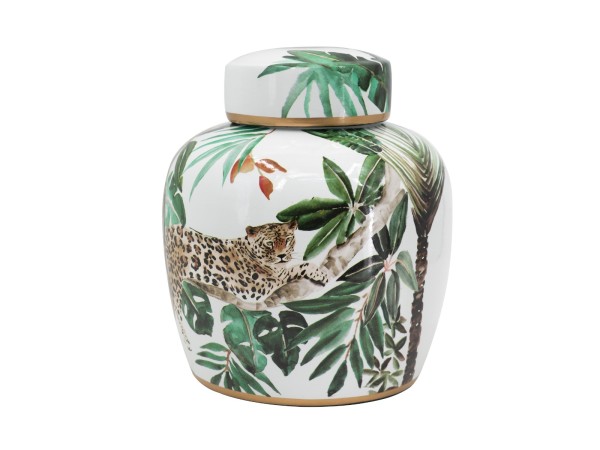 Artekko Lidded Διακοσμητικό Δοχείο Βάζο με Καπάκι Πορσελάνη Λευκό Πράσινο (20.3x20.3x24.1)cm Artekko Lidded Διακοσμητικό Δοχείο Βάζο με Καπάκι Πορσελάνη Λευκό Πράσινο (20.3x20.3x24.1)cm