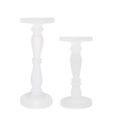 Artekko Frosted Κηροπήγειο Γυάλινο Λευκό (13x13x35.5)cm Σετ/2