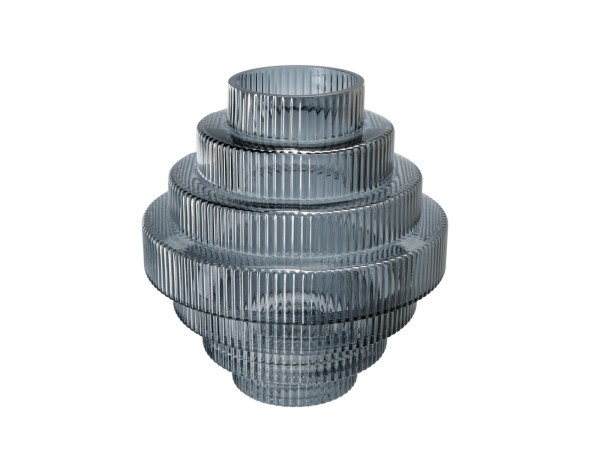 Artekko Fluted Μπλε Ημιδιάφανο Διακοσμητικό Βάζο με Ραβδώσεις (23x23x25)cm