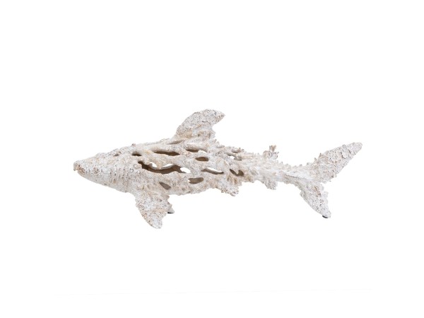 Artekko Coral Διακοσμητικό Επιτραπέζιο Κοραλλένιος Καρχαρίας Ρητίνη Λευκό (49.5x19.5x18.5)cm