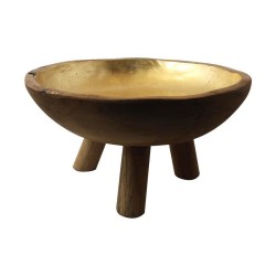 Artekko TeakBowl Μπωλ από Ξύλο Teak Μάυρο/Χρυσό (30x30x15)cm