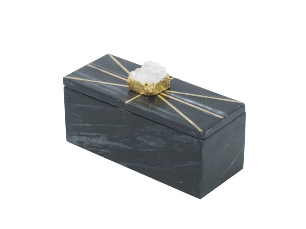 Artekko Marble Διακοσμητικό Κουτί Κοσμηματοθήκη Μαύρου Μαρμάρου με Αμέθυστο (19x7.5x7.5)cm Artekko Marble Διακοσμητικό Κουτί Κοσμηματοθήκη Μαύρου Μαρμάρου με Αμέθυστο (19x7.5x7.5)cm