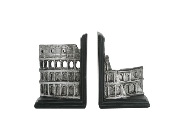 Artekko Bookends Ασημί Βιβλιοστάτες Κολοσσαίου από Ρητίνη (11.5x9x16.5)cm 2pcs