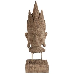 Artekko Buddha Διακοσμητικό Κεφάλι Βούδα Ρητίνης Καφέ (12.7x8.9x39.4)cm
