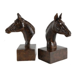 Artekko Bookends Καφέ Διακοσμητικοί Βιβλιοστάτες Ρητίνης με Άλογα (13x10.2x20.3)cm 2pcs