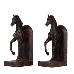 Artekko Bookends Βιβλιοστάτες Άλογα Ρητίνης Καφέ Σετ/2 (12,7x10,2x26,7)cm