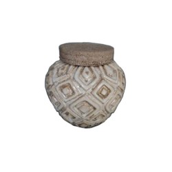 Artekko Eshaab Βαζο/Δοχείο με Καπάκι Κεραμικό Μπεζ (14.5x14.5x15)cm