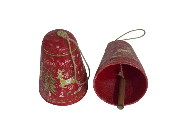 Artekko Xmas Κόκκινες Ξύλινες Διακοσμητικές Καμπάνες (12.5x12.5x17)cm 2 pcs