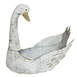 Artekko Duck Μεταλλική Διακοσμητική Πάπια σε Λευκή Πατίνα (44x28x41)cm