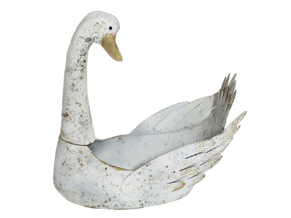 Artekko Duck Μεταλλική Διακοσμητική Πάπια σε Λευκή Πατίνα (44x28x41)cm