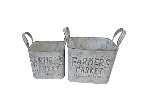 Artekko Planter Μεταλλικά Διακοσμητικά Κουβαδάκια Κασπό σε Λευκή Πατίνα (27x17x25)cm (22x14x13)cm 2pcs Artekko Planter Μεταλλικά Διακοσμητικά Κουβαδάκια Κασπό σε Λευκή Πατίνα (27x17x25)cm (22x14x13)cm 2pcs