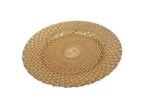 Artekko Zriac Πιατέλα Διακοσμητική Γυάλινη Χρυσή (33x33x2)cm