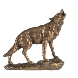 Artekko Wolf Επιτραπέζιο Διακοσμητικό Λύκος Ρητίνης Μπρονζέ (23,5x6,5x23)cm