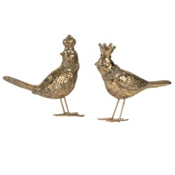 Artekko Bird Διακοσμητικά Πουλάκια Ρητίνης Χρυσά Σετ/2 (14.5x5x17.5)cm
