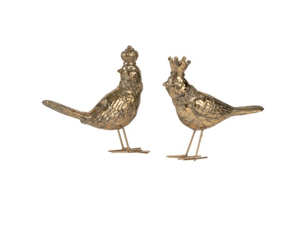 Artekko Bird Διακοσμητικά Πουλάκια Ρητίνης Χρυσά Σετ/2 (14.5x5x17.5)cm
