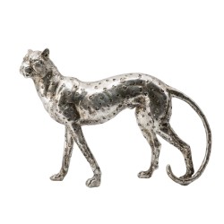 Artekko Animal Ασημί Επιτραπέζιο Διακοσμητικό Τζάγκουαρ από Ρητίνη (33x8x23.5)cm