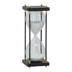 Artekko Hourglass Διακοσμητική Κλεψύδρα σε Μαύρη Βάση με Λευκή Άμμο (11x11x31)cm