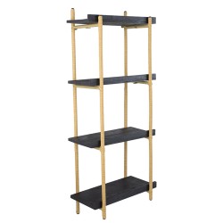 Artekko Shelf Ραφιέρα Επιτοίχια με 4 Ράφια Μέταλλο/Ξύλο/Ρατάν Μαύρη (46x25x112)cm