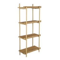 Artekko Shelf Ραφιέρα Επιτοίχια με 4 Ράφια Μέταλλο/Ξύλο/Ρατάν Καφέ (46x25x112)cm