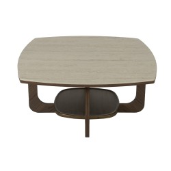 Artekko Stone Καφέ Τραπέζι Σαλονιού MDF με Όψη Πέτρας στην Επιφάνεια (90x90x42)cm