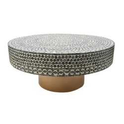 Artekko Ivory Τραπέζι Σαλονιού MDF/Capiz Άσπρο/Μαύρο (89x89x41)cm